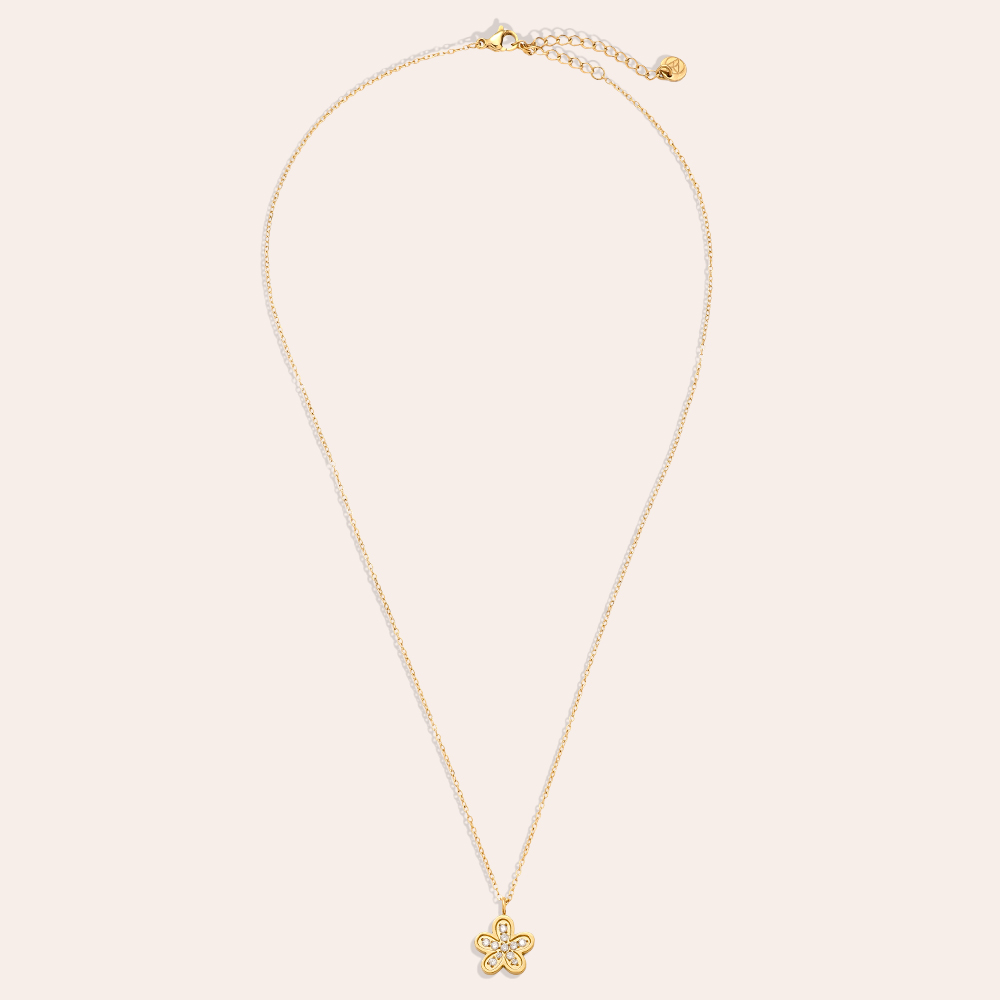 40cm Sweet Diamond Flower stainless steel necklace  