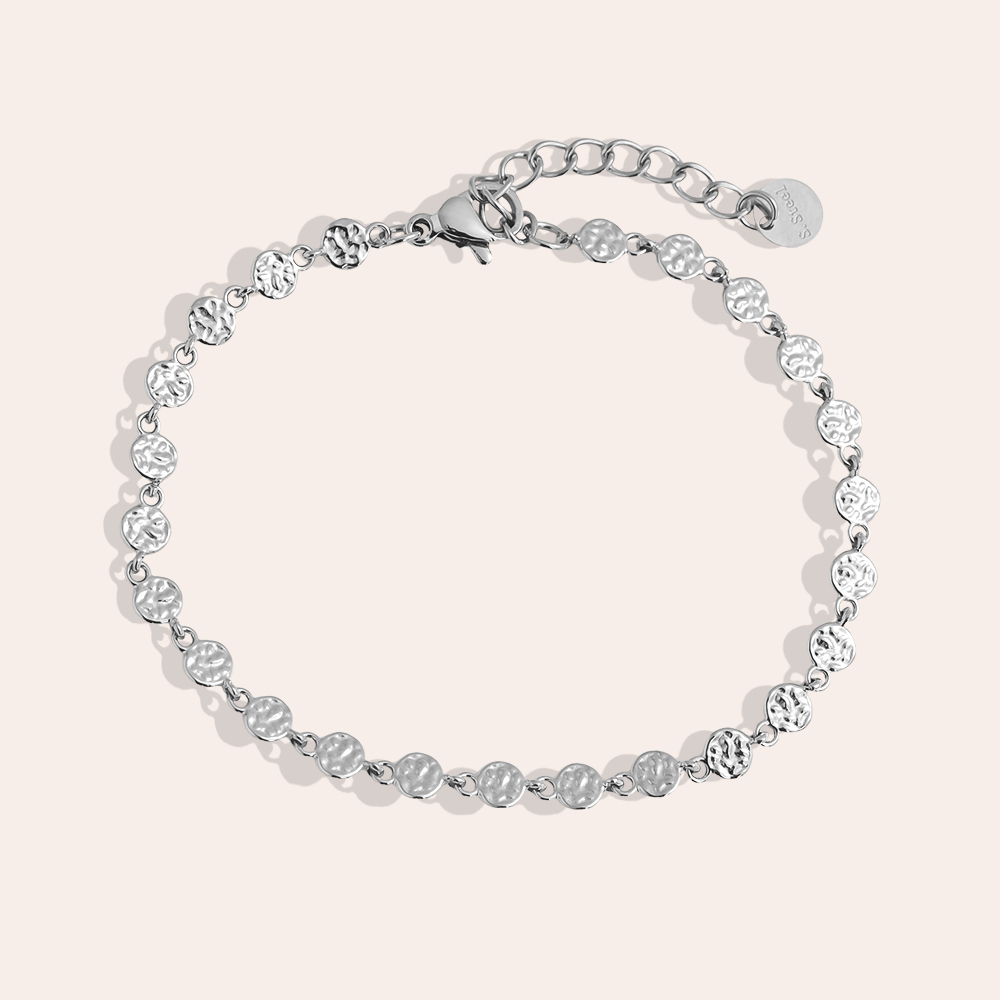 17cm irregular small disc stainless steel bracelet        