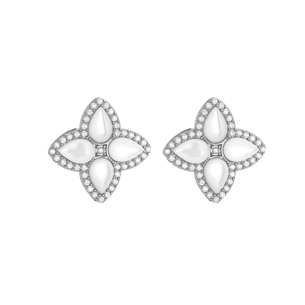 15mm Nice Diamond Luckly Flower stainless steel earrings   